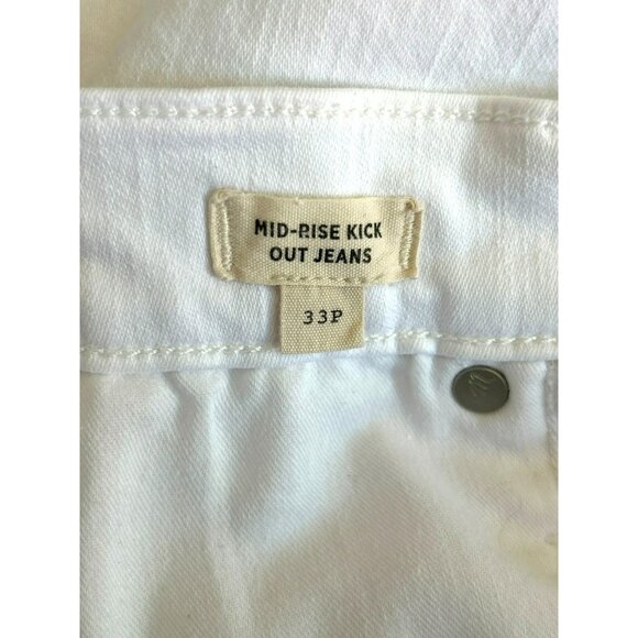 Madewell Women's White Mid-Rise Kick Out Jeans Zipper Fly Size 33P Cropped Wide - Picture 4 of 4